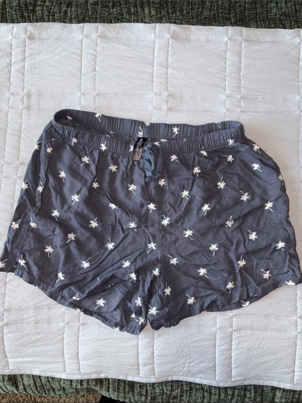 Ambrielle Navy Blue Palm Print Pajama Shorts